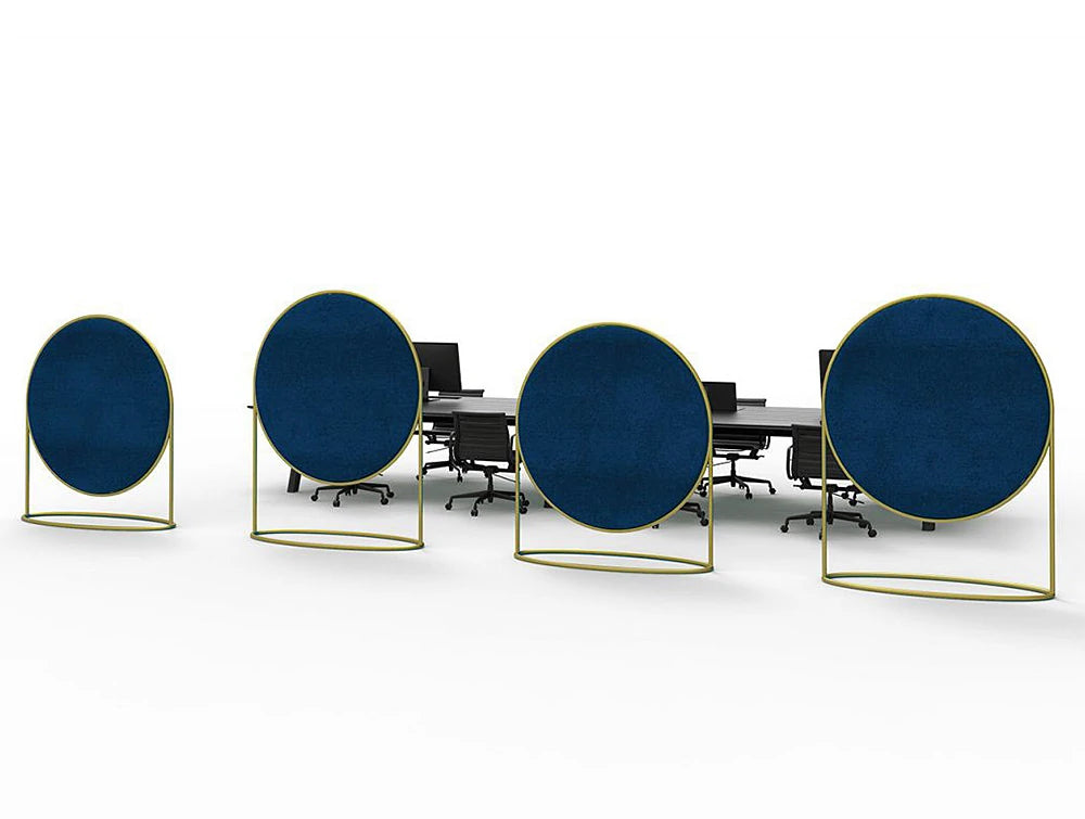 Green Mood Moss Acoustic Circular Free Standing Screen With Brass Frame And Blue Lichen Moss Filling
