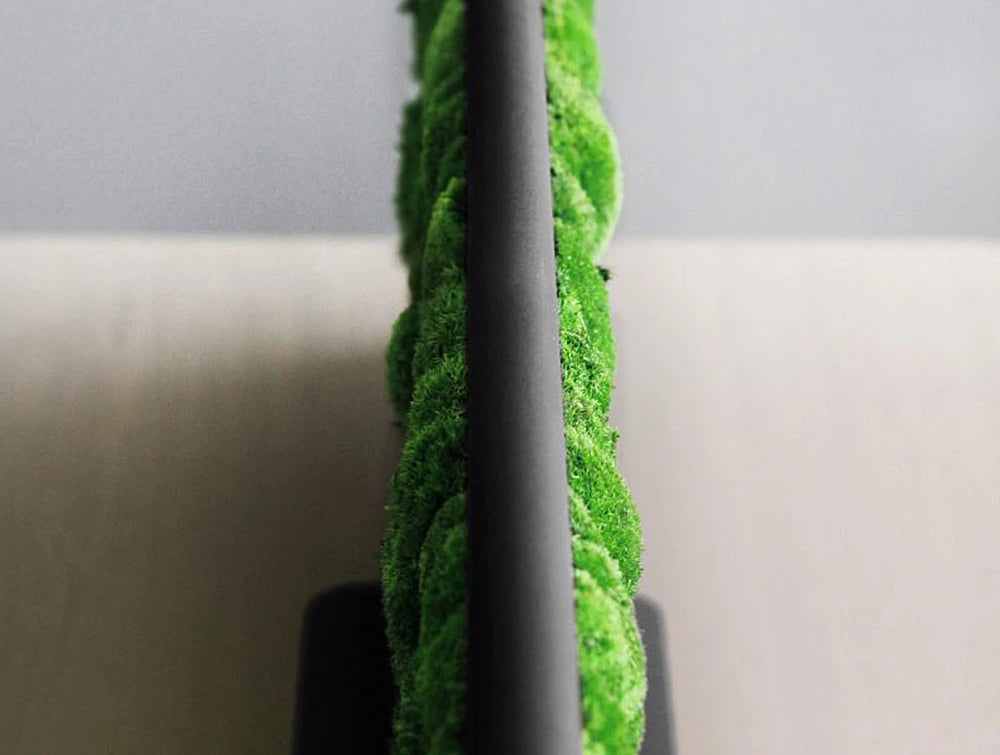 Green Mood Moss Acoustic Desk Screens With Matte Black Structure Close Up