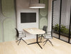 Harmon Media Table with Vela Pyramidial Base Chair in Modern Office Setting