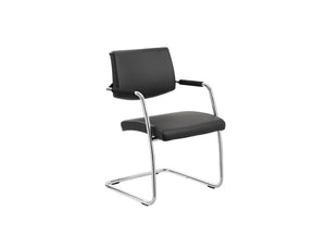 Havanna Visitor Chair Black Leather With Arms