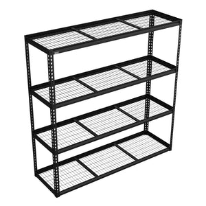 Heavy-Duty Modular Racking Unit with 4 Mesh Shelves 300kg Capacity Per Level 1830mm