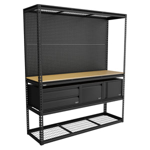 Heavy-Duty Modular Workbench & Racking Kit with 3 Storage Units