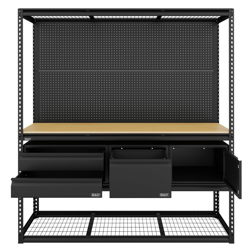 Heavy-Duty Modular Workbench and Racking Kit with 3 Storage Units APMWBCOMBO1 4