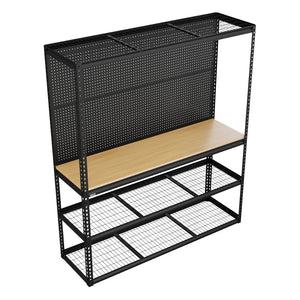 Heavy-Duty Modular Workbench with Racking & Pegboard 1820mm 300kg Capacity Per Level