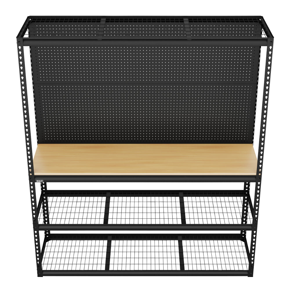 Heavy-Duty Modular Workbench with Racking and Pegboard 1820mm 300kg Capacity Per Level APMWB1 3