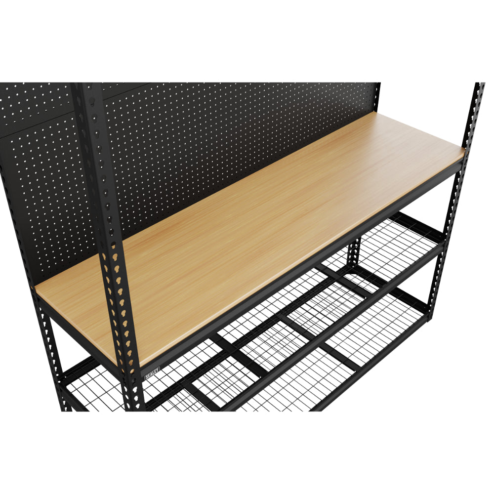 Heavy-Duty Modular Workbench with Racking and Pegboard 1820mm 300kg Capacity Per Level APMWB1 6