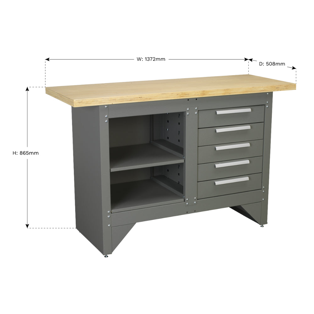 Heavy-Duty Workbench with 5 Drawers AP2030BB 2