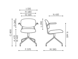 Hens Office Chair with 4 Star Swivel Base Dimensions