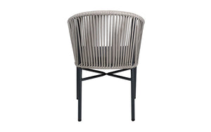 Holt Dark Grey Frame Natural Weave Armchair Back View