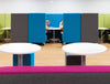 Huddle Cave Meeting Pod With White Table And Blue Upholstered Finish