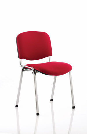 ISO Stacking Chair Wine Fabric Chrome Frame 