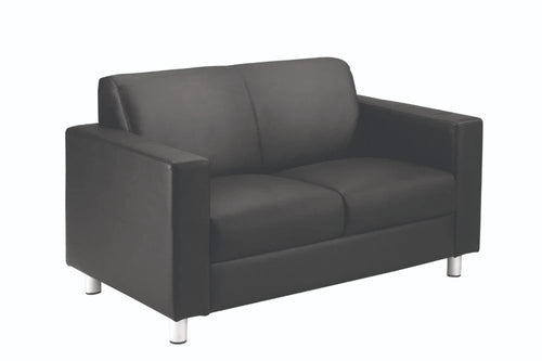 Iceberg Leather Faced Sofa in Metal Feet - Black