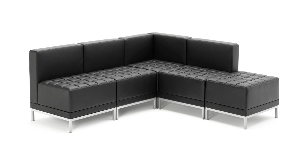 Infinity Modular Straight Back Sofa Chair Black Soft Bonded Leather BR000200 12