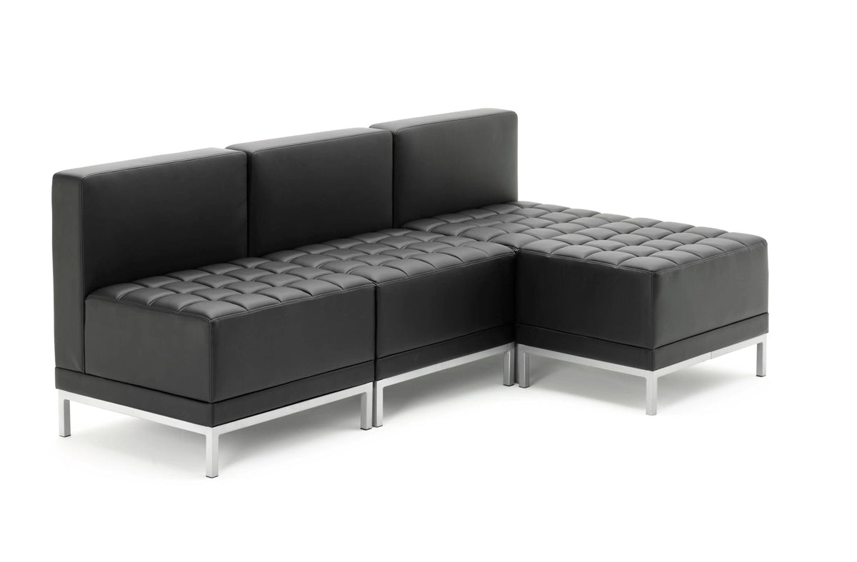 Infinity Modular Straight Back Sofa Chair Black Soft Bonded Leather BR000200 8