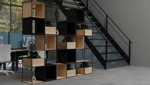 Ionic 5 Level Modular Zoning System with Gesture Meeting Room Chair and Join Desk Screen Attached to Levo Bench Sit Stand Desk in Modern Office Setting