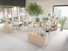 Ionic Modular Corner Zoning System with Nestro Hightop Table and Line High Stool in Modern Office Setting