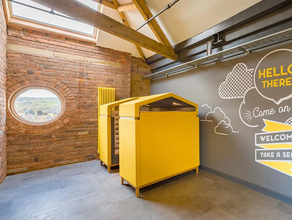 Jig Shed Modern Acoustic Yellow Seating Pod In Breakout Area