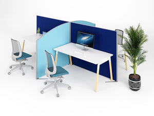 Join Fabric Desk Screens And Office Space Divider Screens In Yellow With Desk And Chairs