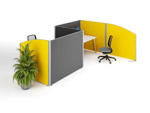 Join Fabric Desk Screens In Grey With Toolbar And Dry Wipe Panel Board Closeup