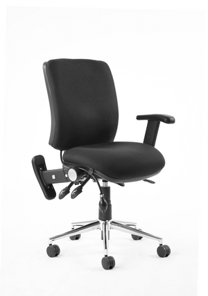 Chiro Medium Back Task Operators Chair Black With Height Adjustable And Folding Arms Image 2