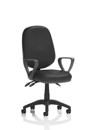 Eclipse Plus III Lever Task Operator Chair Black Bonded Leather With Loop Arms Image 2