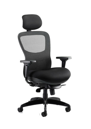 Stealth Shadow Ergo Posture Chair Black Airmesh Seat And Mesh Back With Arms And Headrest Image 3