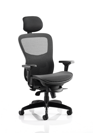 Stealth Shadow Ergo Posture Chair Black Mesh Seat And Back  With Arms And Headrest Image 2