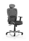 Victor II Executive Chair Black Leather Black Mesh With Arms With Headrest Image 3