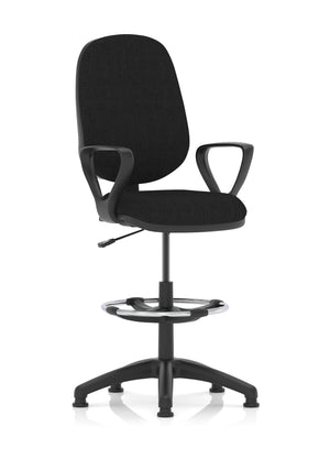 Eclipse Plus I Lever Task Operator Chair Black With Loop Arms With High Rise Draughtsman Kit Image 3