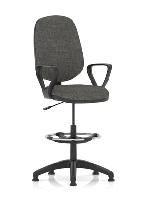 Eclipse Plus I Lever Task Operator Chair Charcoal With Loop Arms With High Rise Draughtsman Kit Image 3