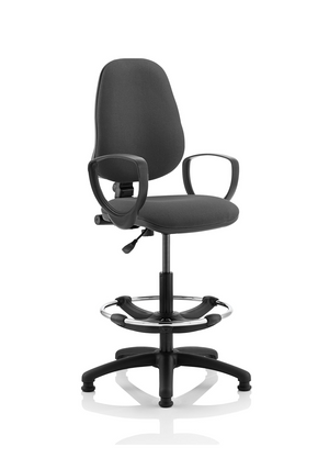 Eclipse Plus I Lever Task Operator Chair Charcoal With Loop Arms With High Rise Draughtsman Kit
