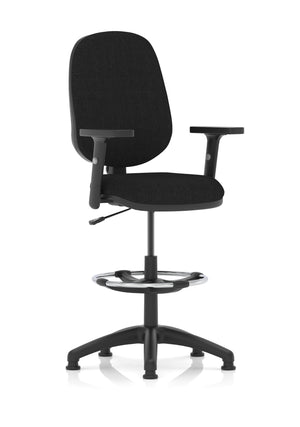 Eclipse Plus I Lever Task Operator Chair Black With Height Adjustable Arms With High Rise Draughtsman Kit Image 3