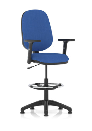 Eclipse Plus I Lever Task Operator Chair Blue With Height Adjustable Arms With High Rise Draughtsman Kit Image 3