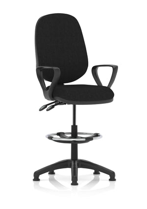 Eclipse Plus II Lever Task Operator Chair Black With Loop Arms With High Rise Draughtsman Kit Image 2