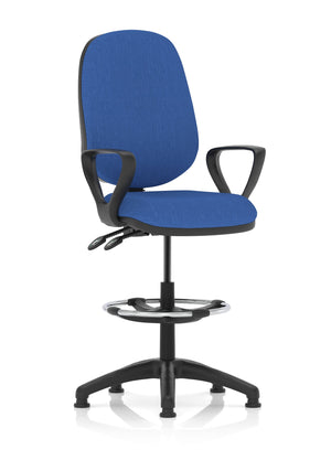Eclipse Plus II Lever Task Operator Chair Blue With Loop Arms With High Rise Draughtsman Kit Image 2