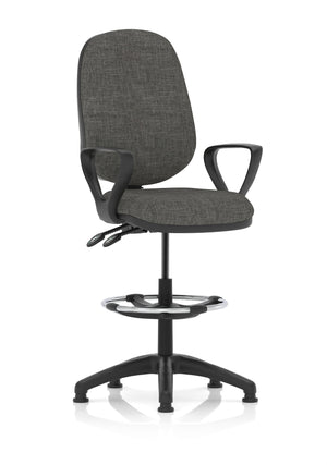 Eclipse Plus II Lever Task Operator Chair Charcoal With Loop Arms With High Rise Draughtsman Kit Image 2