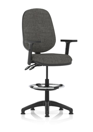 Eclipse Plus II Lever Task Operator Chair Charcoal With Height Adjustable Arms With High Rise Draughtsman Kit Image 2