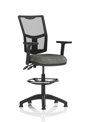 Eclipse Plus II Lever Task Operator Chair Mesh Back With Charcoal Seat With Height Adjustable Arms With High Rise Draughtsman Kit Image 2