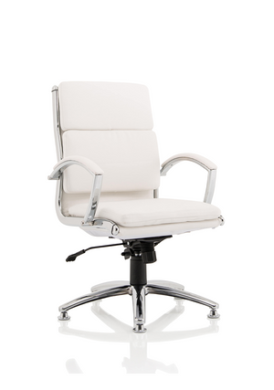 Classic Executive Chair Medium Back White With Arms With Chrome Glides Image 2