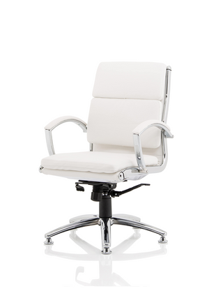 Classic Executive Chair Medium Back White With Arms With Chrome Glides Image 4