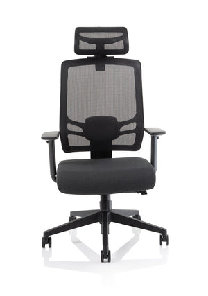 Ergo Twist Black Fabric Seat Mesh Back with Headrest Image 12