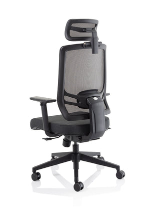 Ergo Twist Black Fabric Seat Mesh Back with Headrest Image 15