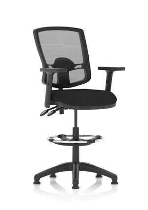 Eclipse Plus II Lever Task Operator Chair Mesh Back Deluxe With Black Seat With Height Adjustable Arms With High Rise Draughtsman Kit