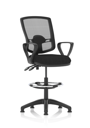 Eclipse Plus II Lever Task Operator Chair Mesh Back Deluxe With Black Seat With loop Arms With High Rise Draughtsman Kit