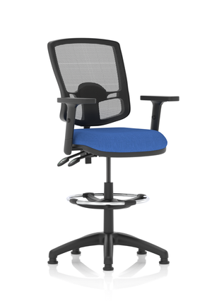 Eclipse Plus II Lever Task Operator Chair Mesh Back Deluxe With Blue Seat With Height Adjustable Arms With High Rise Draughtsman Kit