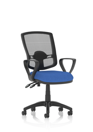 Eclipse Plus II Lever Task Operator Chair Mesh Back Deluxe With Blue Seat With loop Arms