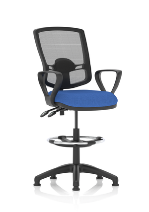 Eclipse Plus II Lever Task Operator Chair Mesh Back Deluxe With Blue Seat With loop Arms With High RiseDraughtsman Kit Image 2