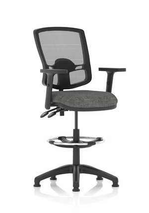 Eclipse Plus II Lever Task Operator Chair Mesh Back Deluxe With Charcoal Seat With Height Adjustable Arms With High Rise Draughtsman Kit