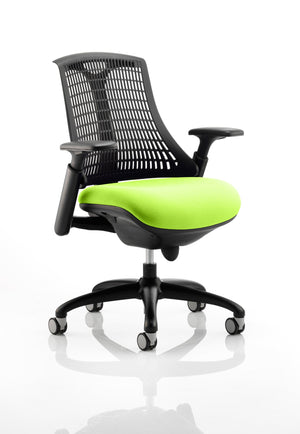 Flex Task Operator Chair Black Frame Black Back Bespoke Colour Seat Myrrh Green