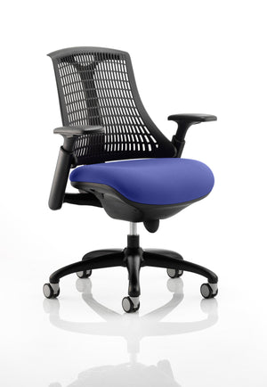 Flex Task Operator Chair Black Frame Black Back Bespoke Colour Seat Stevia Blue